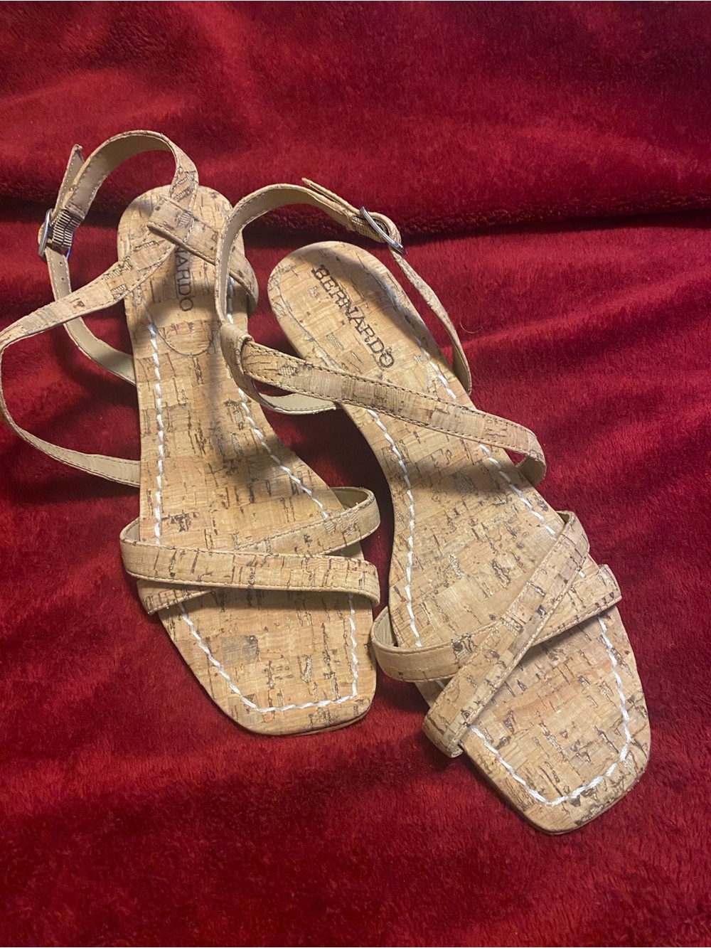 Bernardo Natural Cork Strappy Sandal